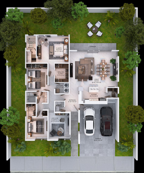 Plano Modelo Nilo - Opción 4 habitaciones