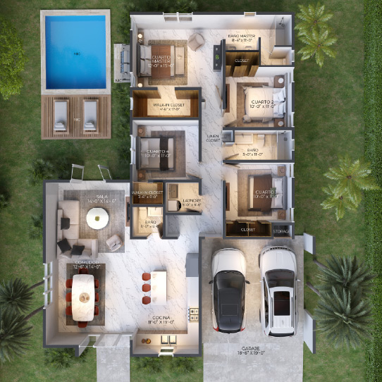 Plano Modelo 4 habitaciones